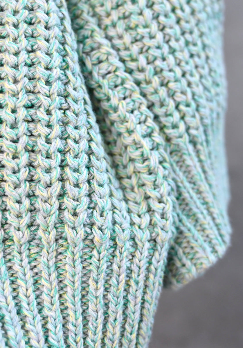 LOKI Cardigan Mouline Garn mint Nahaufnahme - hochwertige Materialien Himmelsfaden