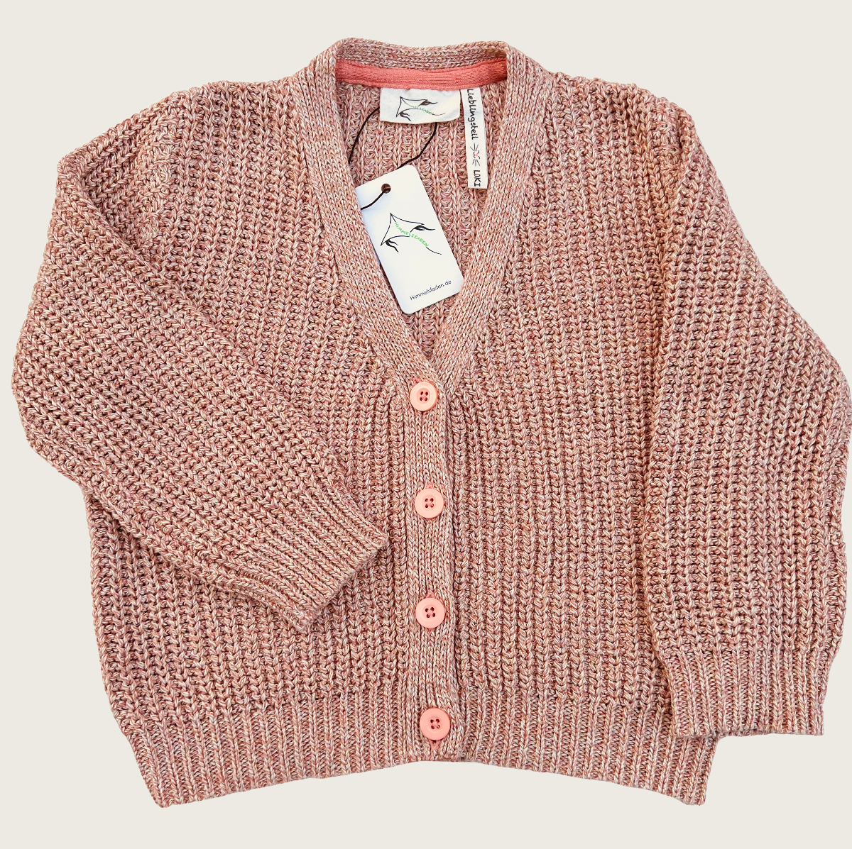 Kinder Grobstrick Cardigan LOKI Baumwolle – Mouline Coralle