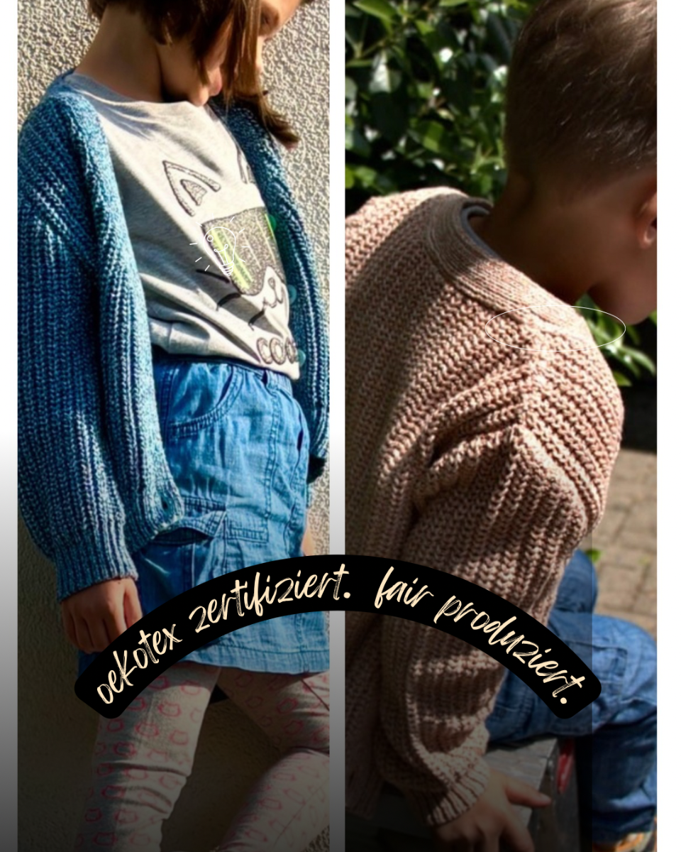Shop the Look - LOKI Cardigan Aqua und Coralle mit OEKO-TEX® zertifizierter fair produzierter Qualität