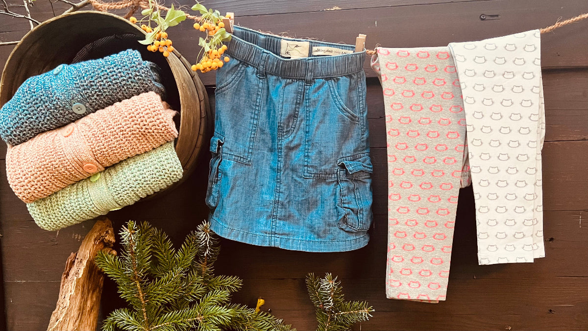 Himmelsfaden Kindermode - Cargo Rock LOUCA, Leggings LANI und Cardigan LOKI