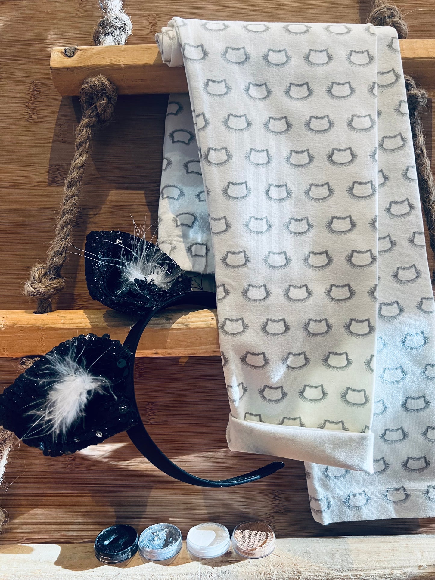 Faschings-Set Katze schwarz-weiß