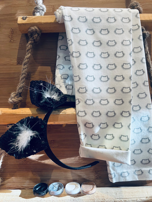 Faschings-Set Katze schwarz-weiß