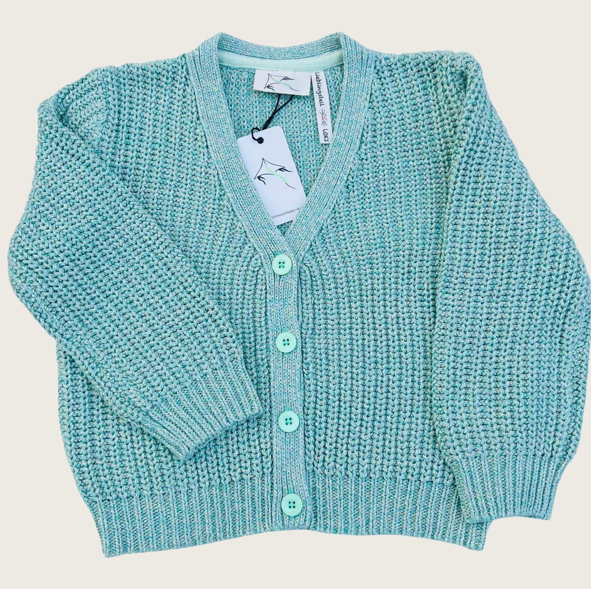 Kinder Grobstrick Cardigan LOKI Baumwolle – Mouline Mint