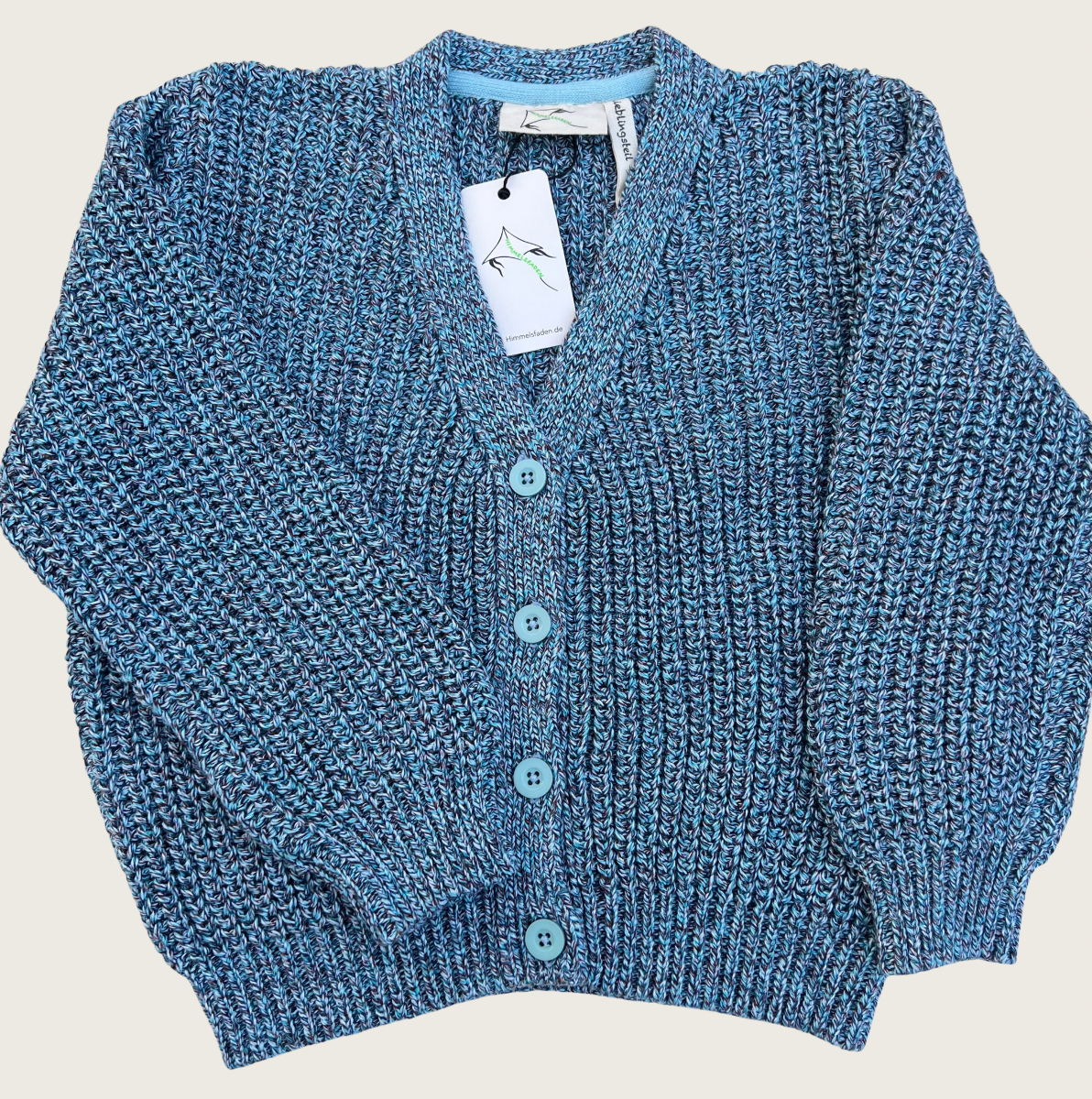 Kinder Grobstrick Cardigan LOKI Baumwolle – Mouline Aqua