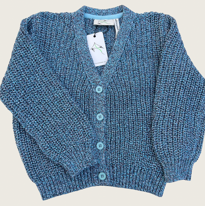 Kinder Grobstrick Cardigan LOKI Baumwolle – Mouline Aqua