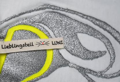 LUNI T-Shirt Nahaufnahme 3D Glitzer-Druck - handgezeichnete Motive Himmelsfaden